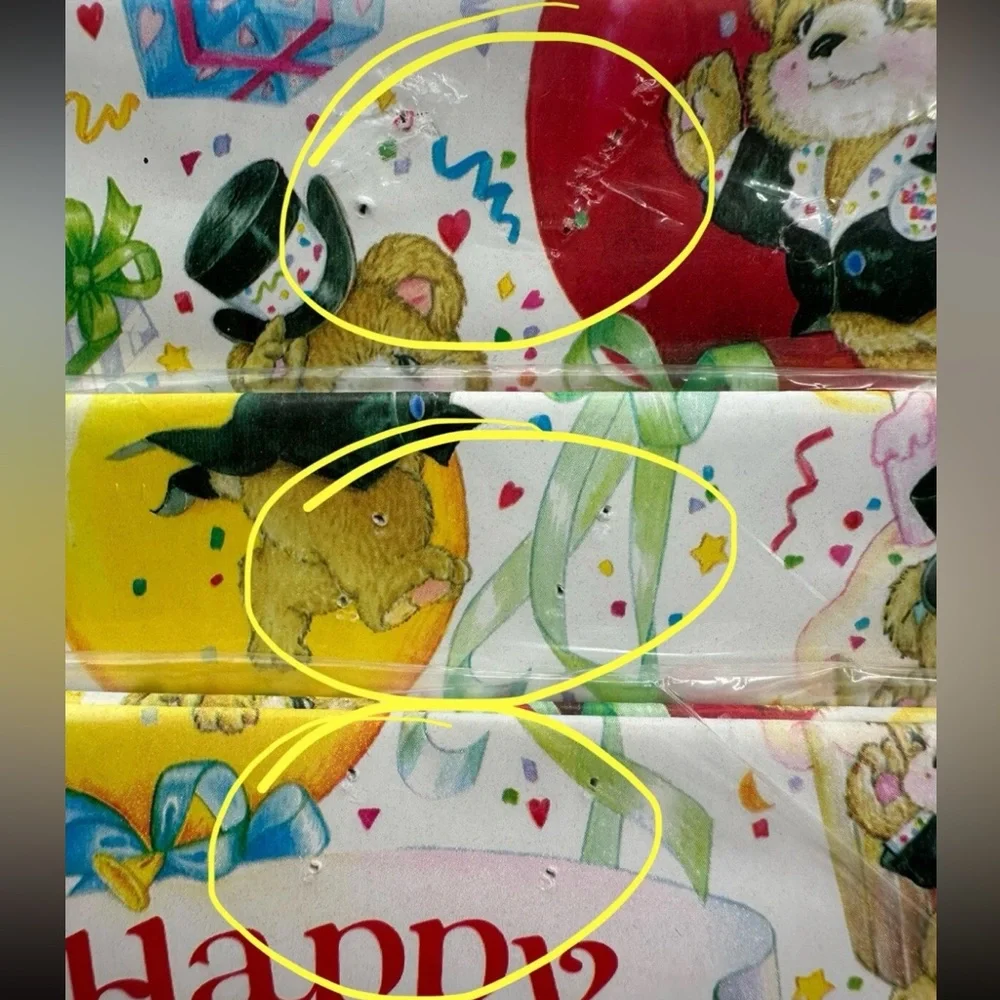 3 Packs New VTG American Greetings Happy Birthday Bears Gift Wrap Sheets